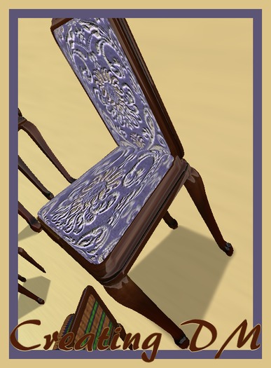 M&D ★☆★LILAC VELVET WOOD CHAIR,WITH SEAT ANIMATED WITH PLATE AND VASE DECORATION