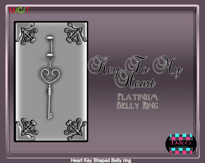 D&G Key To My Heart Belly Ring PLatinum Box