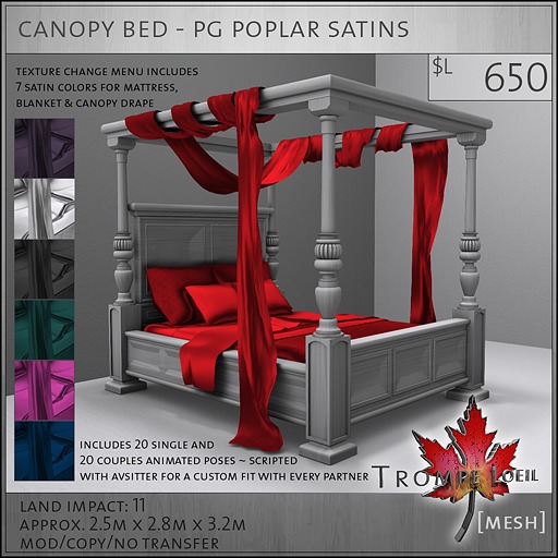 Trompe Loeil - Canopy Bed PG Poplar Satins [mesh]