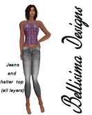 Bellisima Designs Purple Lace Top and Jeans Outift