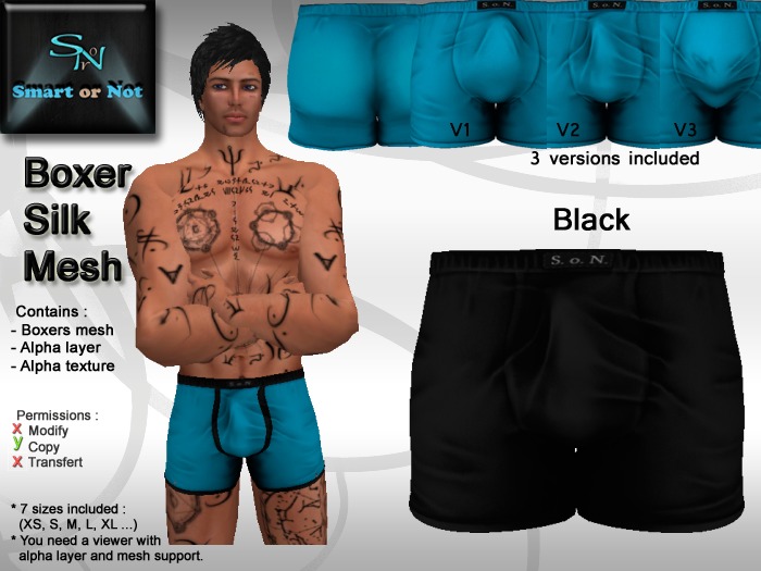 Boxer black silk- Mesh