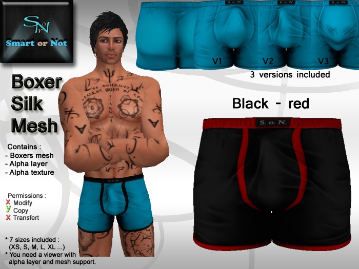 Boxer Black red silk
