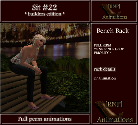 [RNP] Sit #22_Bench Back Sit_Full Perm Animation