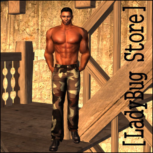 [LadyBug Store]Brown Camouflage Jeans Mesh