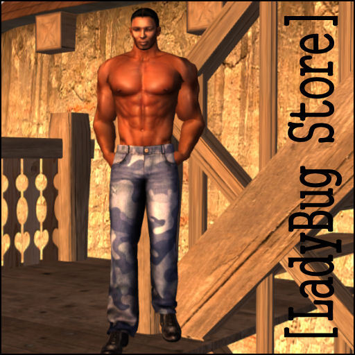 [LadyBug Store]Navy Camouflage Jeans Mesh