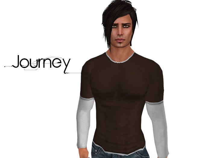 Journey :: Double Layer Long-Sleeved T-Shirt - White + Brown