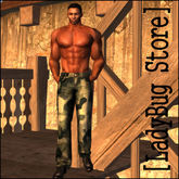 [LadyBug Store]Green Camouflage Jeans I Mesh