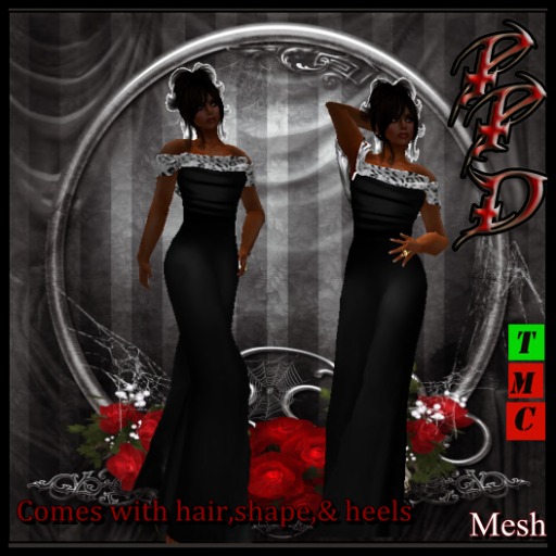 PPD PASSION BLACK LEPARD GOWN WITH BLACK BEDAZZLED HEELS Alpha