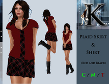 *Keresma* Plaid Skirt and shirt - Red and Black