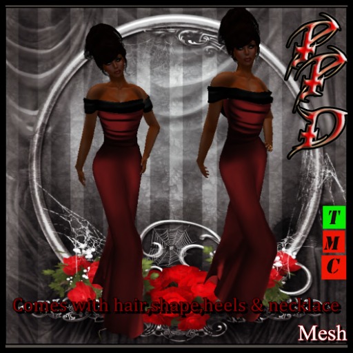 PPD PASSIONS GOWN RED /BLACK COLLAR