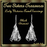 TST - LADY VICTORIA TASSEL BLACK DIAMOND EARRINGS SILVER