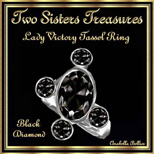 TST - LADY VICTORIA TASSEL BLACK DIAMOND RING SILVER