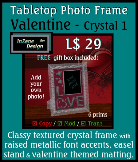 Valentine Photo Frame - Bone - packed