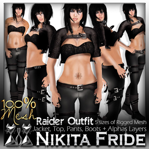 50% OFF [NikitaFride] Rigged Mesh Raider Outfit complete look 