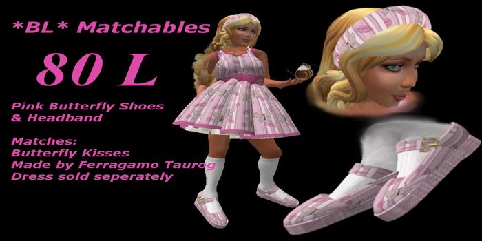 *BL* Pink butterfly shoes & headband