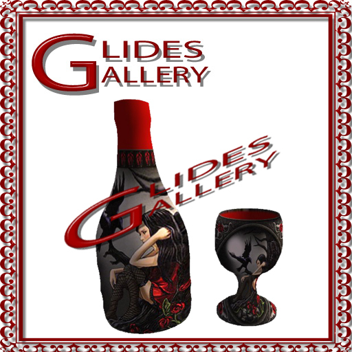 champagne bottle & goblet w/gothic texture