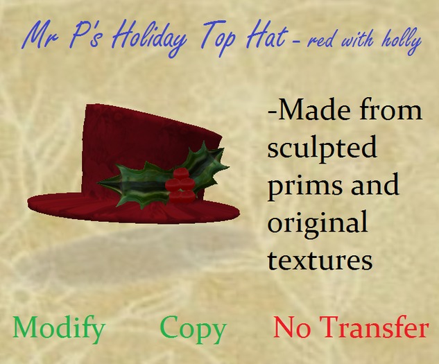 "Mr P's Holiday Top Hat - red"