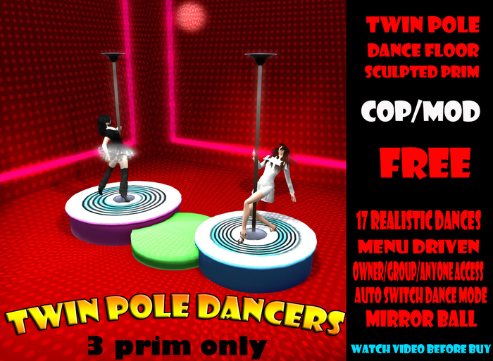 Twin Pole Dancer /Dance Pole/only 3 prims.copy/mod
