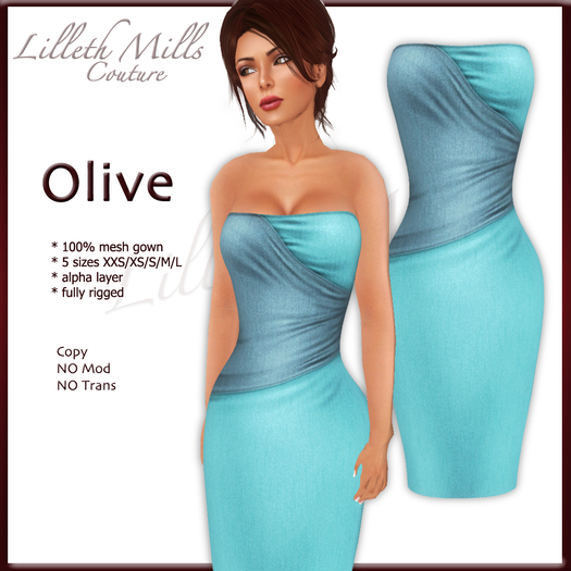 LMC OLIVE - fully Rigged Mesh Mini - Teal 