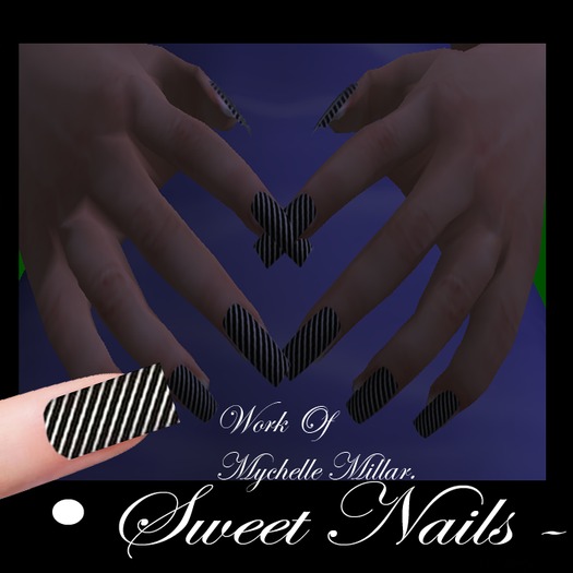 Long nails M03 Color Black and White Collection M'Lady!