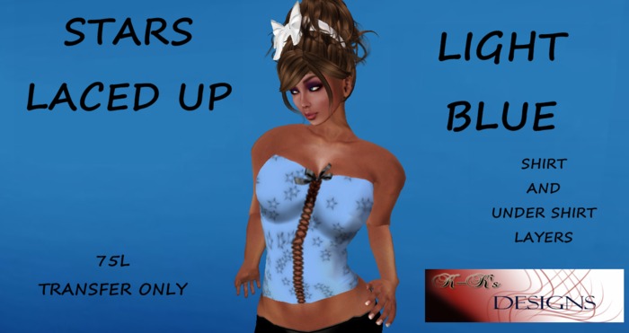 K-Ks Designs Stars Laced Up Light Blue