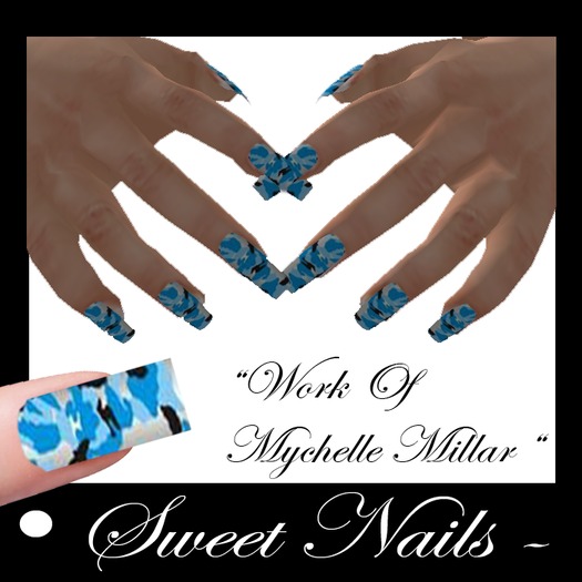 Lange Nägel M16 Farbe blau, grau und schwarz. Sammlung M'Lady!