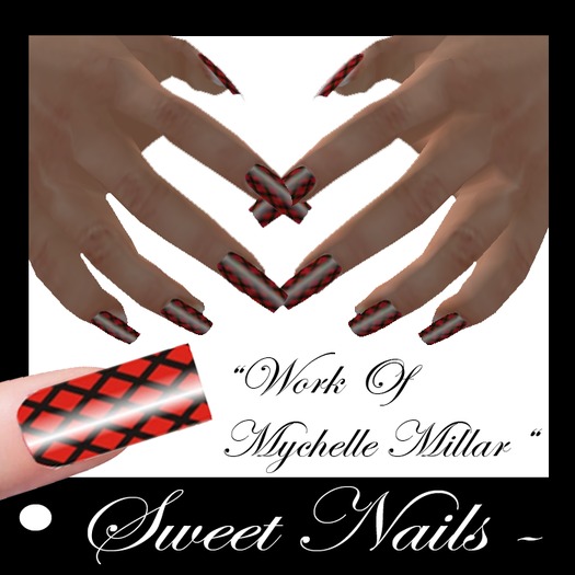 Long nails red and black color M21. Collection M'Lady!