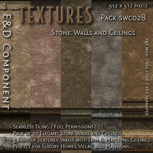 [SWC028] 10 Elegant Stone Walls with Trim and Matching Ceilings from E&D ENGINEERING