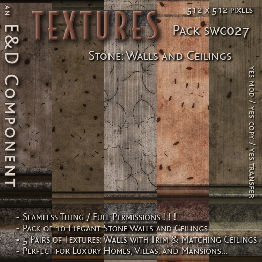 [SWC027] 10 Elegant Stone Walls with Trim and Matching Ceilings from E&D ENGINEERING
