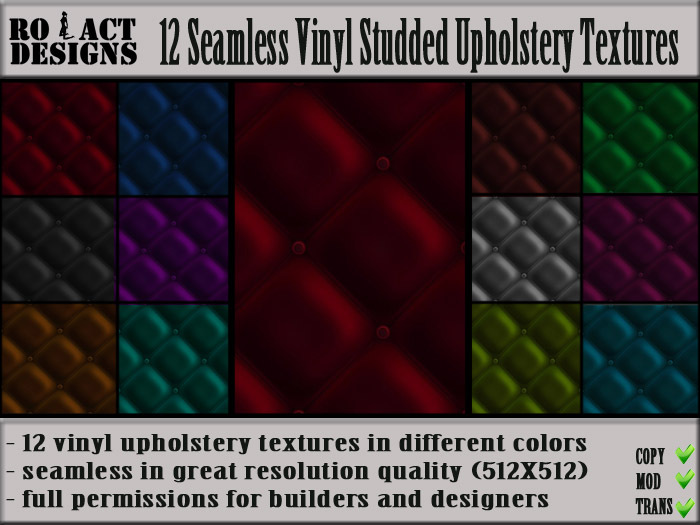 Ro!Act Designs 12 Vinyl Studded Upholstery Textures