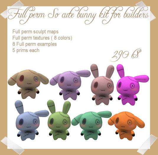 Second Life Marketplace - Full Perm So cute bunny kit for builders