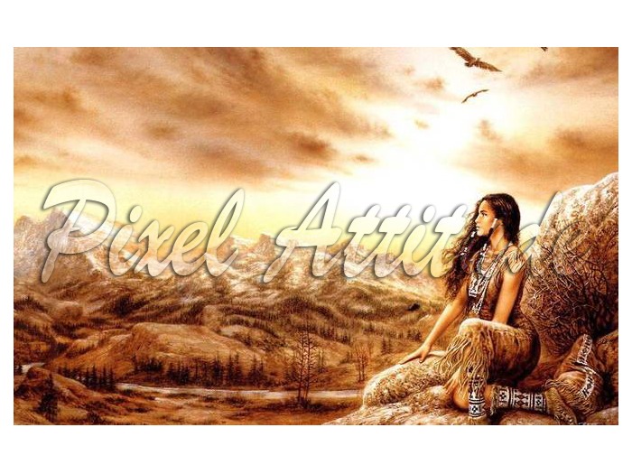 Royo Native American Woman 670 x 419 Painting Texture