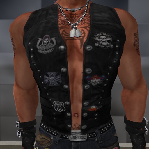 Black Biker Vest Lone Wolf