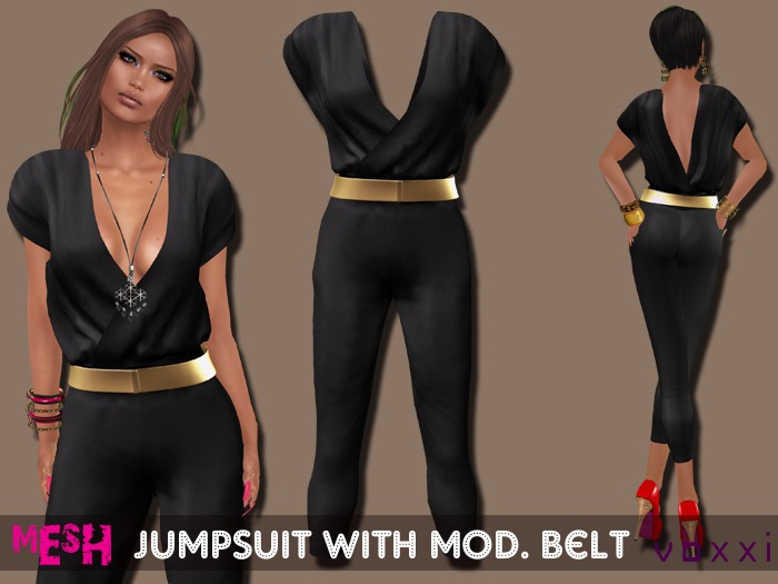 .::voxxi::. CAT Mesh Jumpsuit Dark Grey