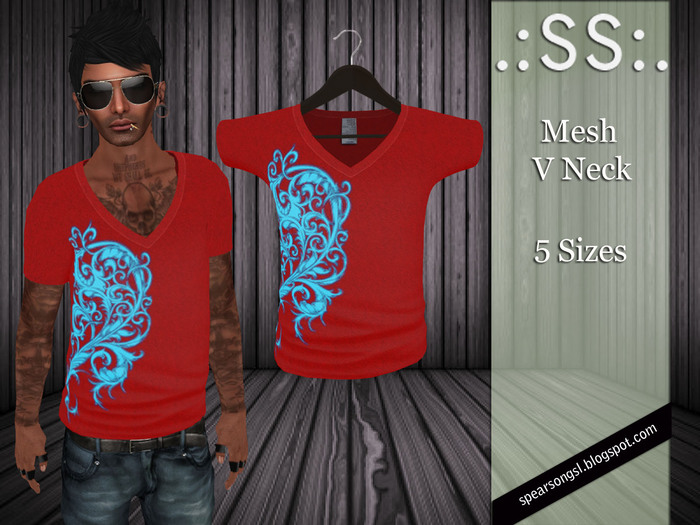 .:SS:. Mesh V Neck - Red Flourish