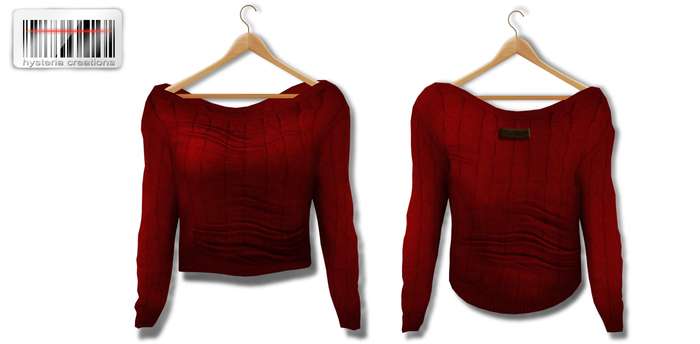*HC* Drape Back Boatneck Sweater -Red