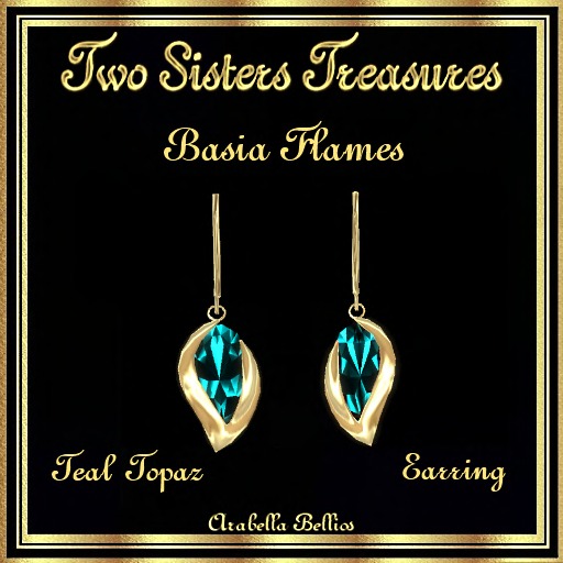 TST - BASIA FLAME TEAL TOPAZ EARRINGS YG
