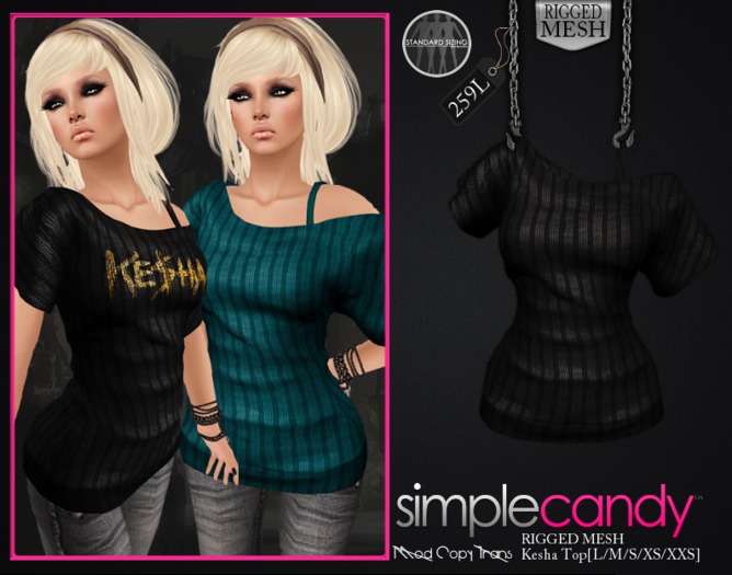 Simplecandy - Mesh Kesha Top [Plain Black]
