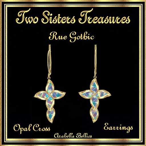 TST - BOX RUE GOTHIC OPAL CROSS EARRINGS YG