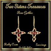 TST - BOX RUE GOTHIC RUBY CROSS EARRINGS YG