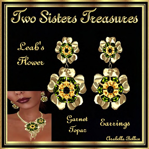 TST - LEAH'S FLOWER GARNET TOPAZ EARRINGS YG