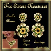 TST - LEAH'S FLOWER GARNET TOPAZ EARRINGS YG