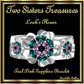 TST - LEAH'S FLOWER TEAL PINK SAPPHIRE BRACELET SILVER