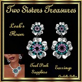 TST - LEAH'S FLOWER TEAL PINK SAPPHIRE EARRINGS SILVER