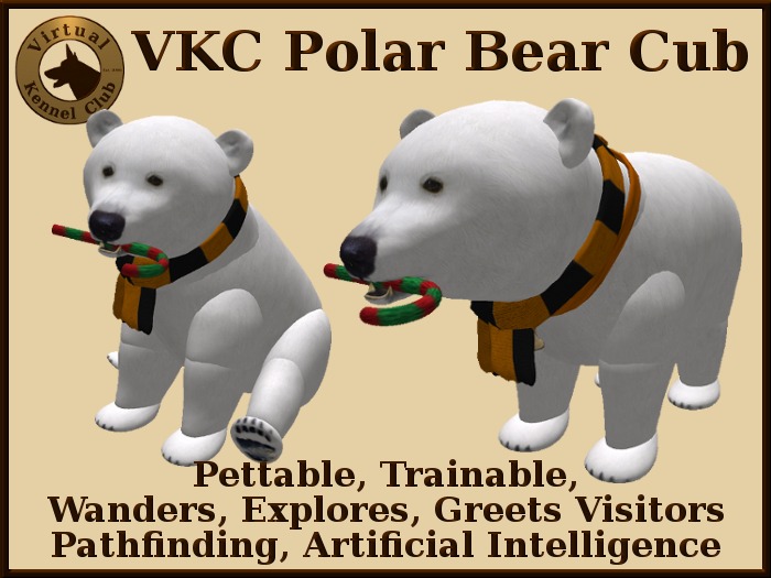 VKC® Polar Bear Cub - Artificially Intelligent (AI) Trainable Animal - No Food Required - Virtual Kennel Club Dogs