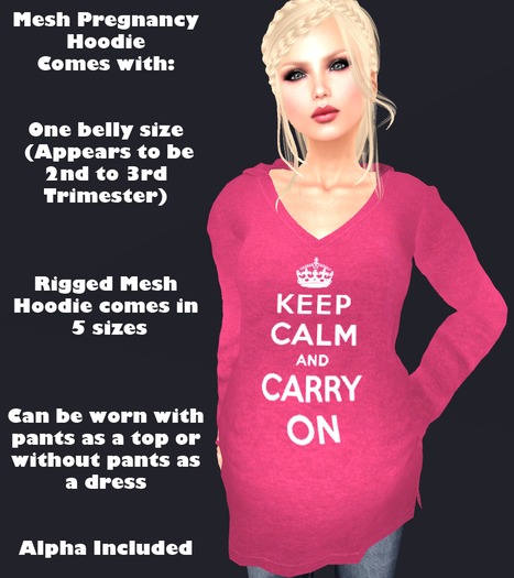 Mesh Maternity Hoodie - Keep Calm