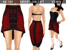 Drop Skirt Red & Black Hearts - Mesh