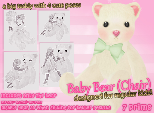 :*BABY*: Baby Bear Chair - Green bow 
