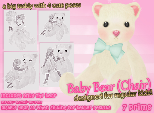 :*BABY*: Baby Bear Chair - Cyan bow 