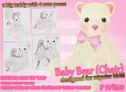 :*BABY*: Baby Bear Chair - Pink bow 